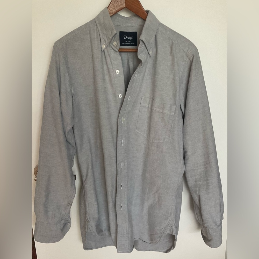 Drake’s Oxford shirt - gray - 15 1/2